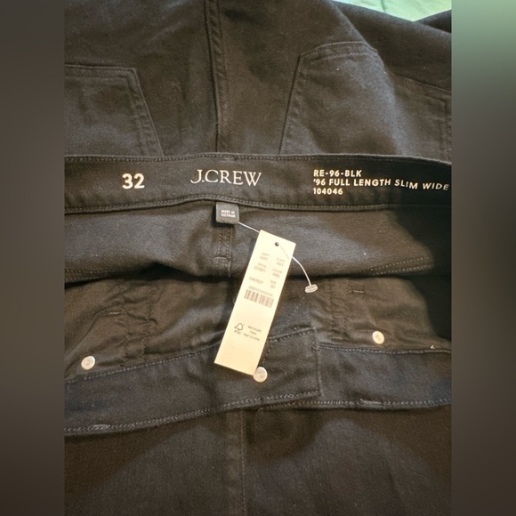 J. Crew Full Length Slim Wide Jeans 1996 Semi Stretch Black Size 32 NWT - Picture 6 of 8